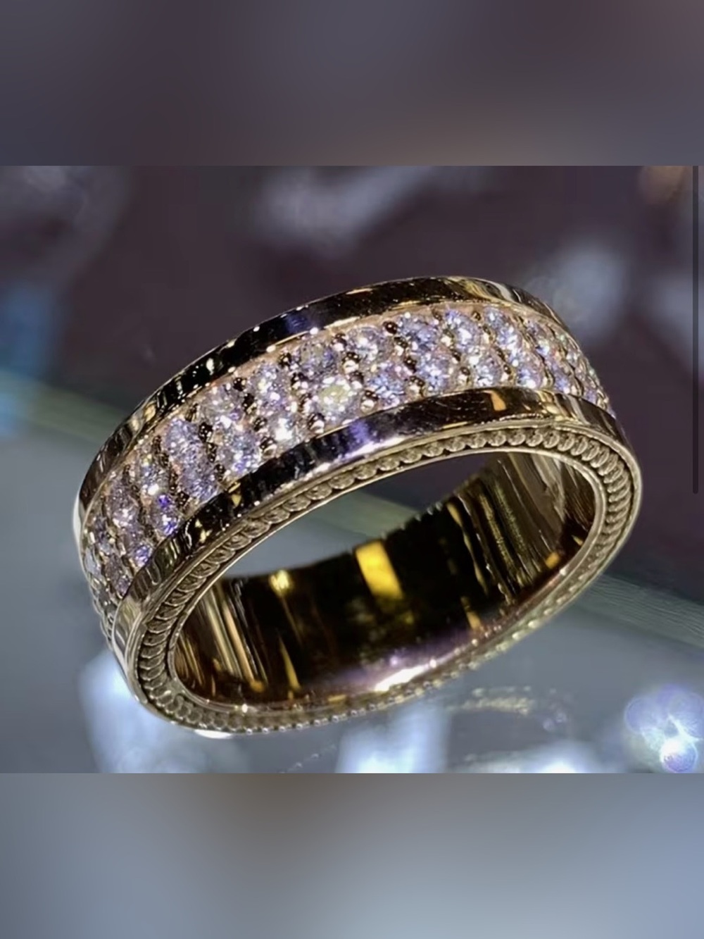 Gold Tone Women's Pavé CZ Band Ring - New
